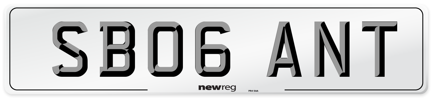 SB06 ANT Number Plate from New Reg